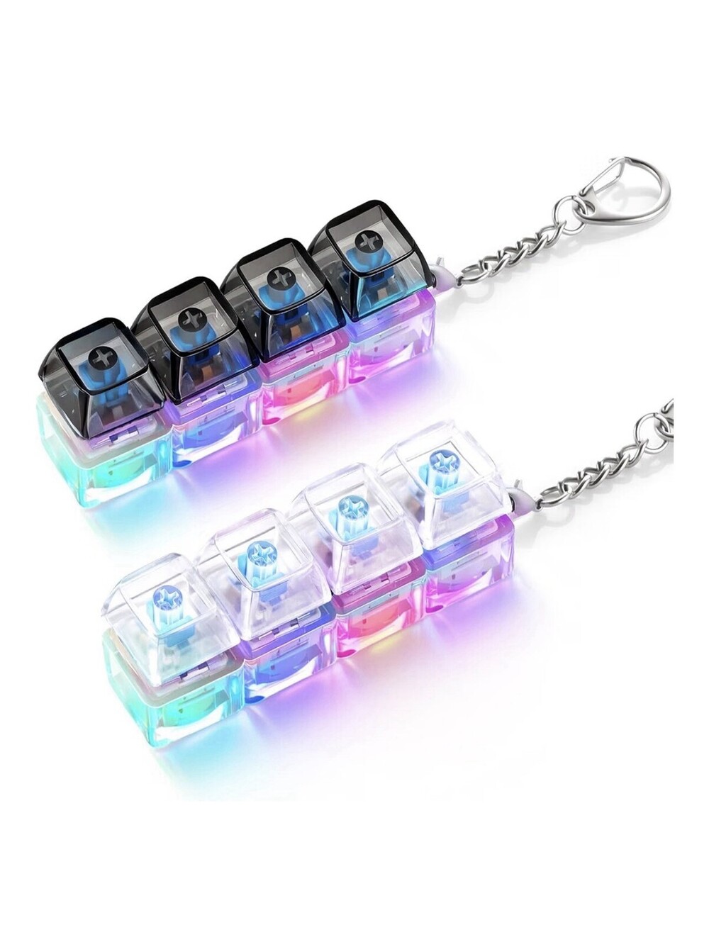 New 2 Pack Keyboard Fidget Toy Light Up – Clicky Keyboard Fidget Keychain